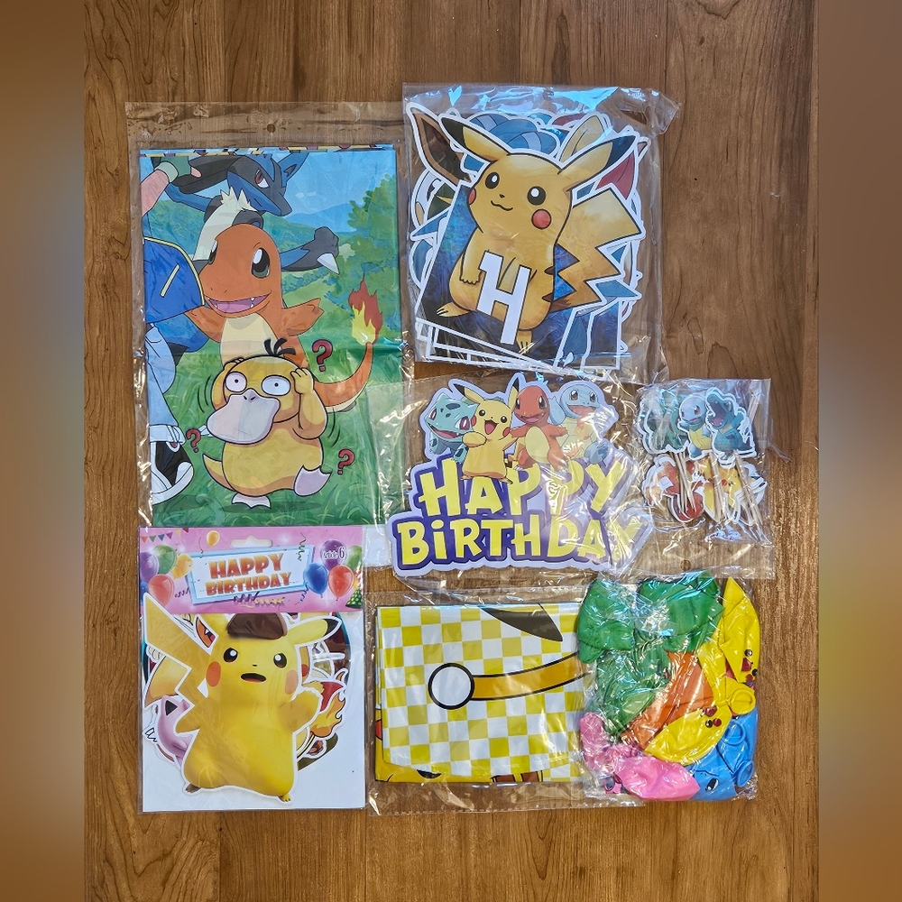 .Pokemon Party Decoration Set - Yellow, Blue, Red